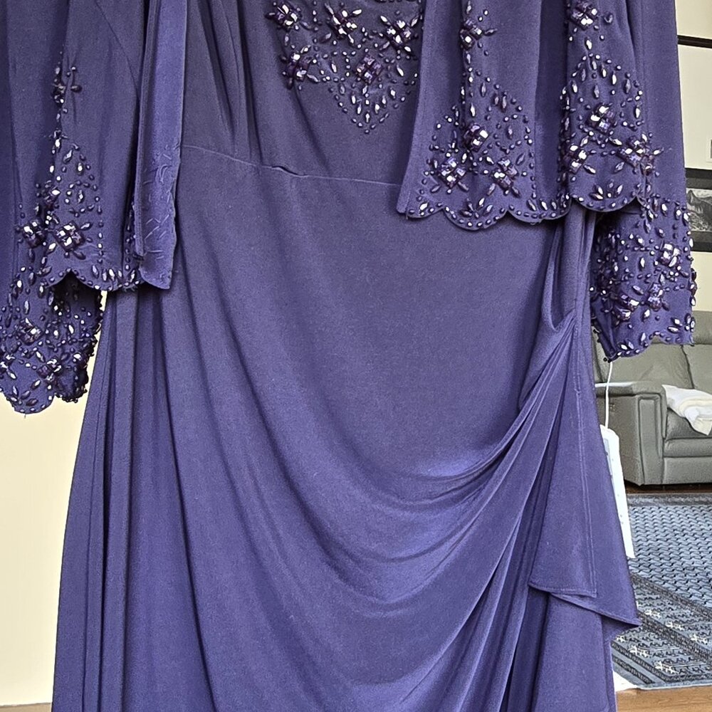 Alex evenings Navy Beaded Party Dress with jacket